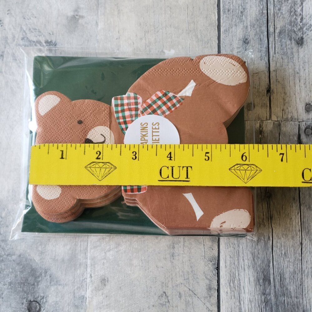 NWT - Meri Meri Teddy Bear With Plaid Bow Paper - 16 Plates and 32 Napkins - Picture 5 of 5